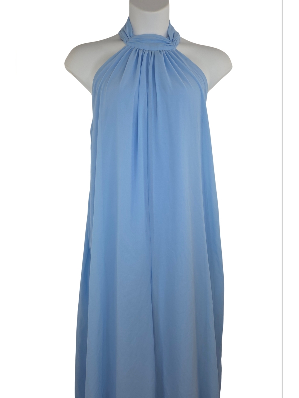 Halter Neck Wide-Leg XL Jumpsuit Dusty Blue 3522-AG - Picture 3 of 12